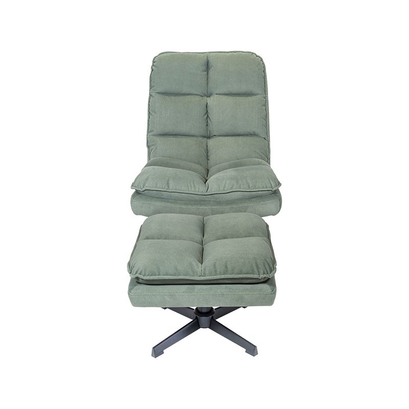 Recliner kain putar hijau/putih 360 derajat dengan kursi lounge rumah kaki