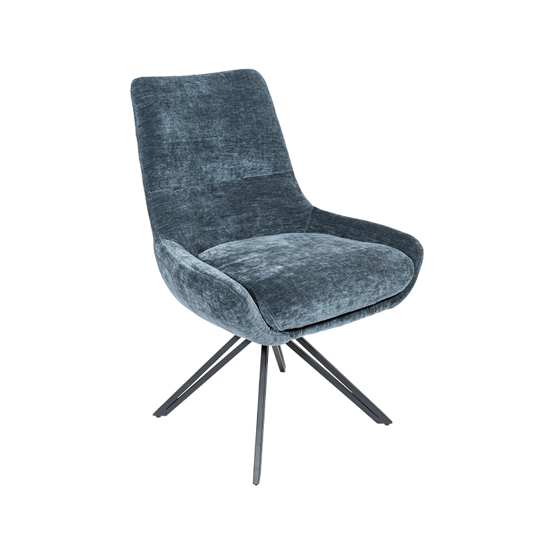 Empat kaki logam bingkai baja berlapis kain swivel dining chair
